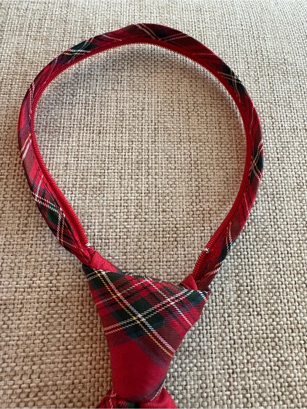 Talbots Kids Red Tartan Plaid Adjustable Zip Tie Christmas Holiday